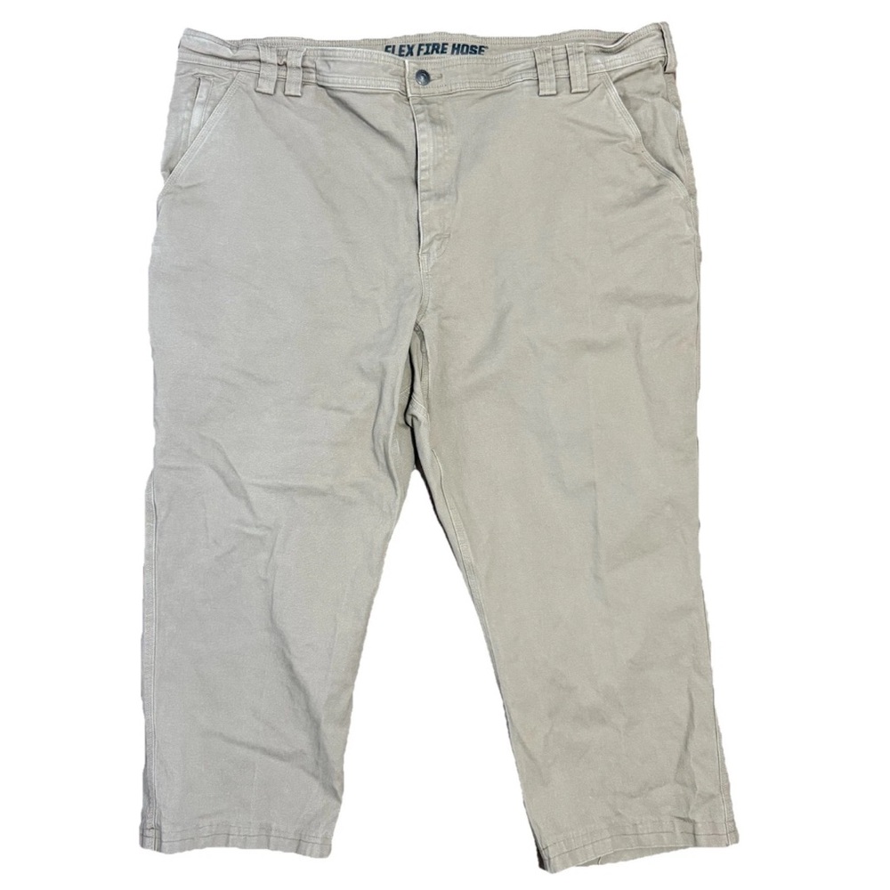 Duluth Trading Co Flex Fire Hose Khaki Stretch Canvas Work Pants Mens 46 x 30